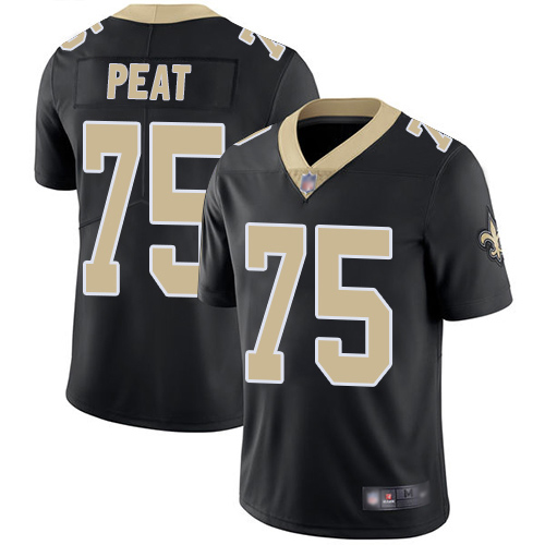 Men New Orleans Saints Limited Black Andrus Peat Home Jersey NFL Football 75 Vapor Untouchable Jersey